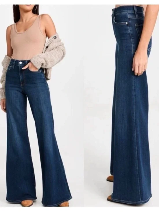 Frame High Rise Le Palazzo Wide Leg Jeans in Orlena - Picture 2 of 15